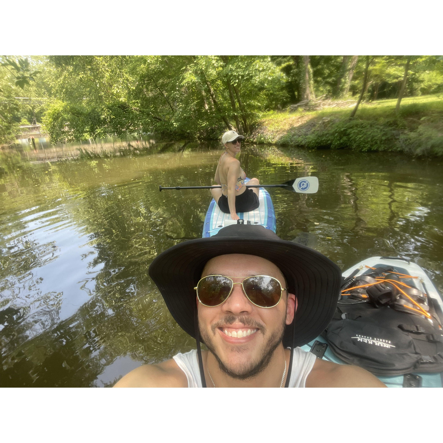 Paddle boarding through the “Jurassic Park” of the lake.