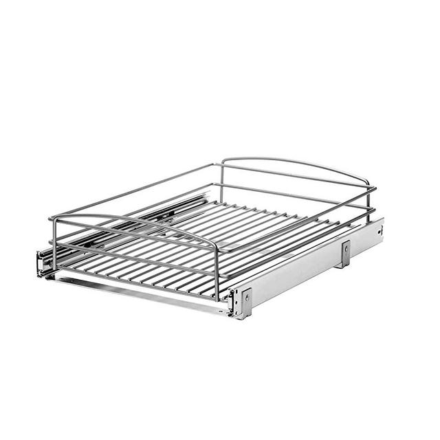 Household Essentials C21521-1 Glidez Dual 2-Tier Sliding Cabinet Organizer, 14.5 Wide, Chrome