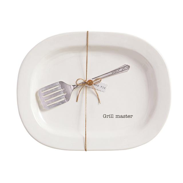 Mud Pie Grill Master Platter Set, White