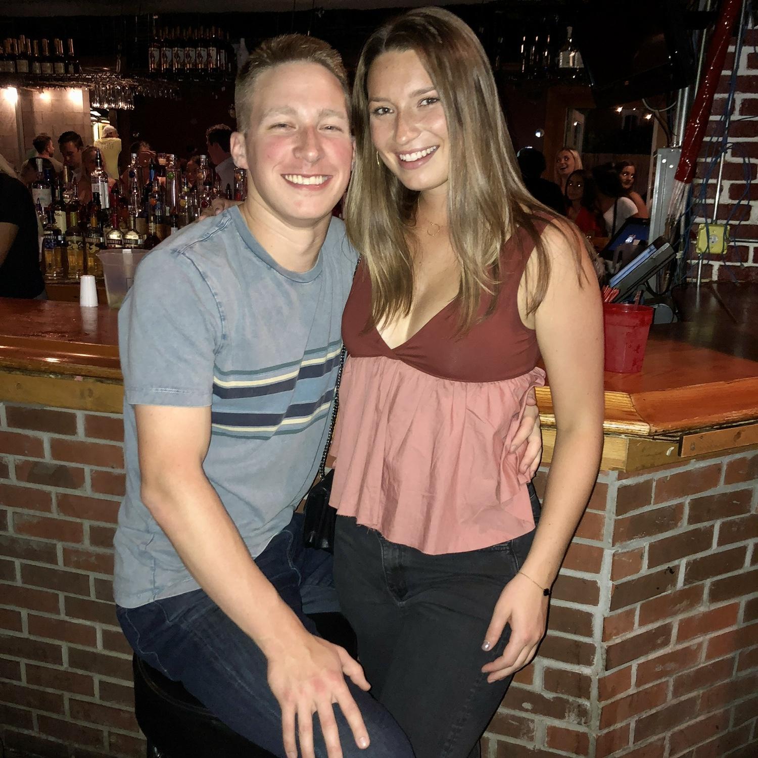 O & K’s first photo together during a night out at ‘Sports’ during their senior year at IU