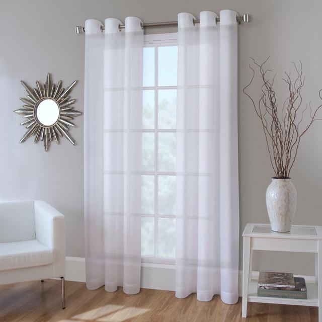 Crushed Voile 63-Inch Grommet Top Sheer Window Curtain Panel in White