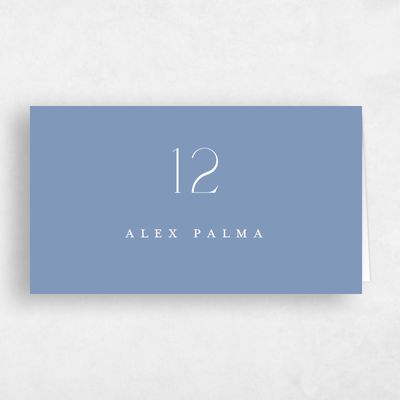 Blue Typography Wedding Place Card - Calidore