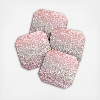 Girly Pink Snowfall Coaster, Set of 4