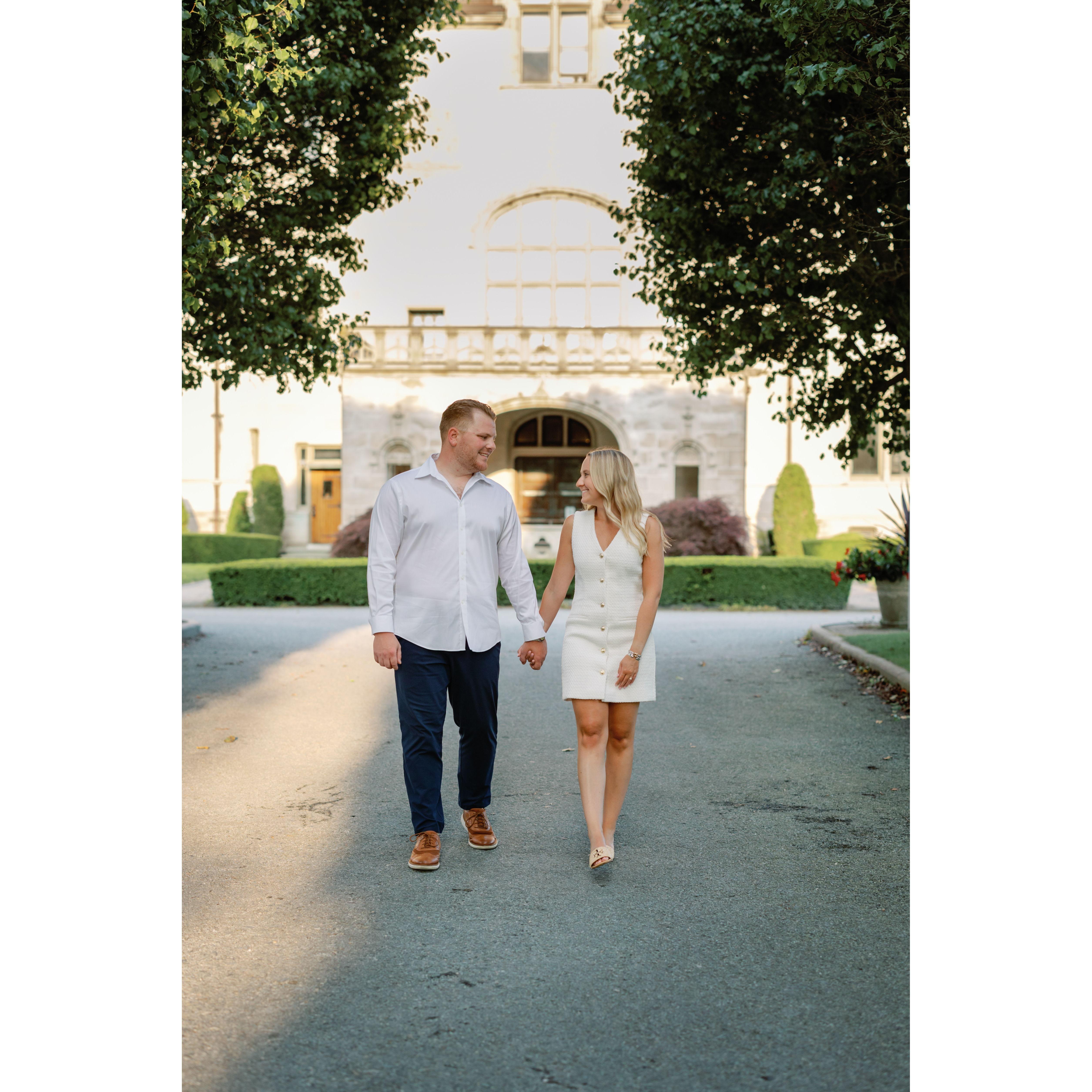 Engagement photos at Ochre Court, our wedding reception venue, on the campus of Salve Regina University - our alma-mater!