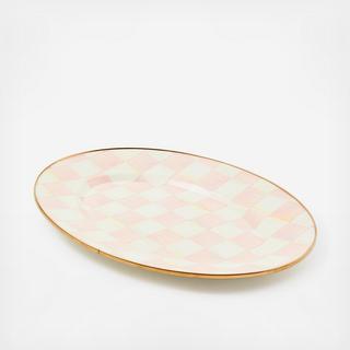 Rosy Check Stainless Steel Oval Platter