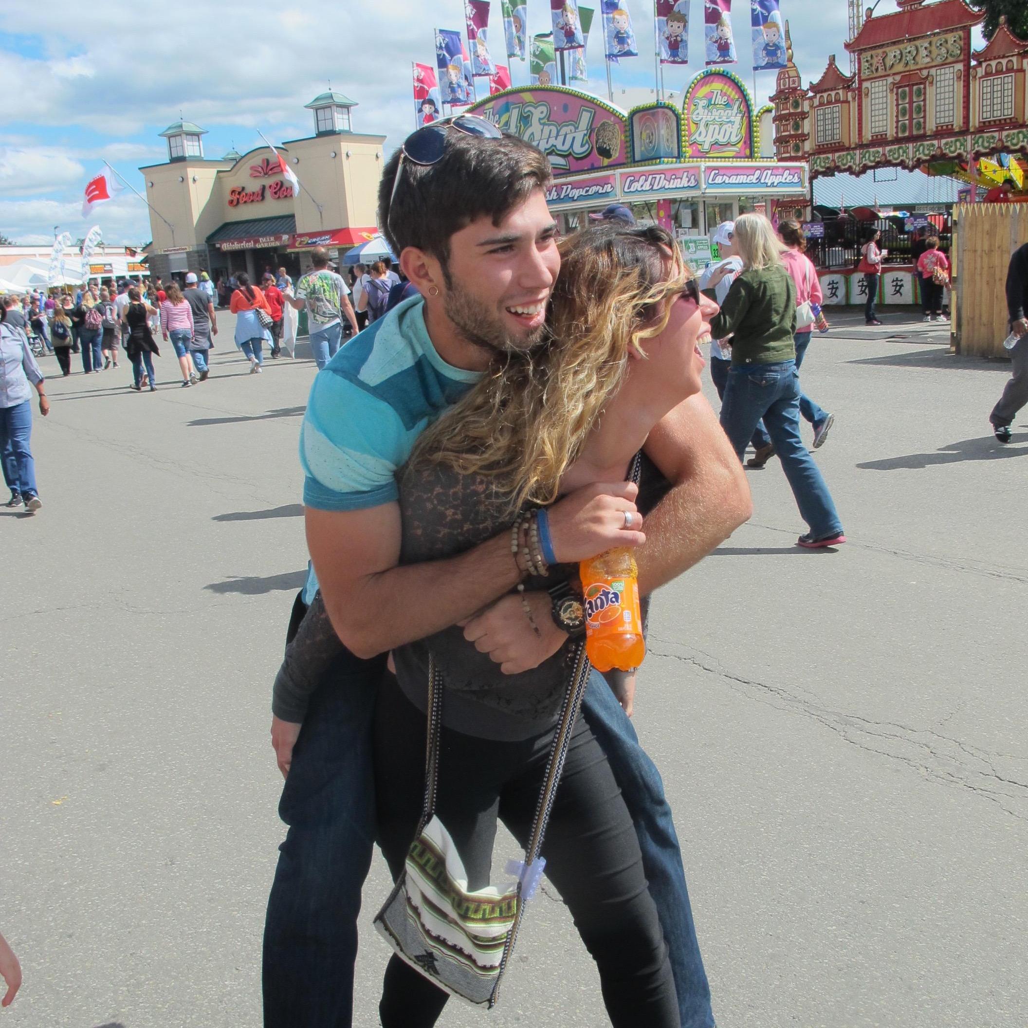 trying to piggy back Brian at the Big E 2013.. success!