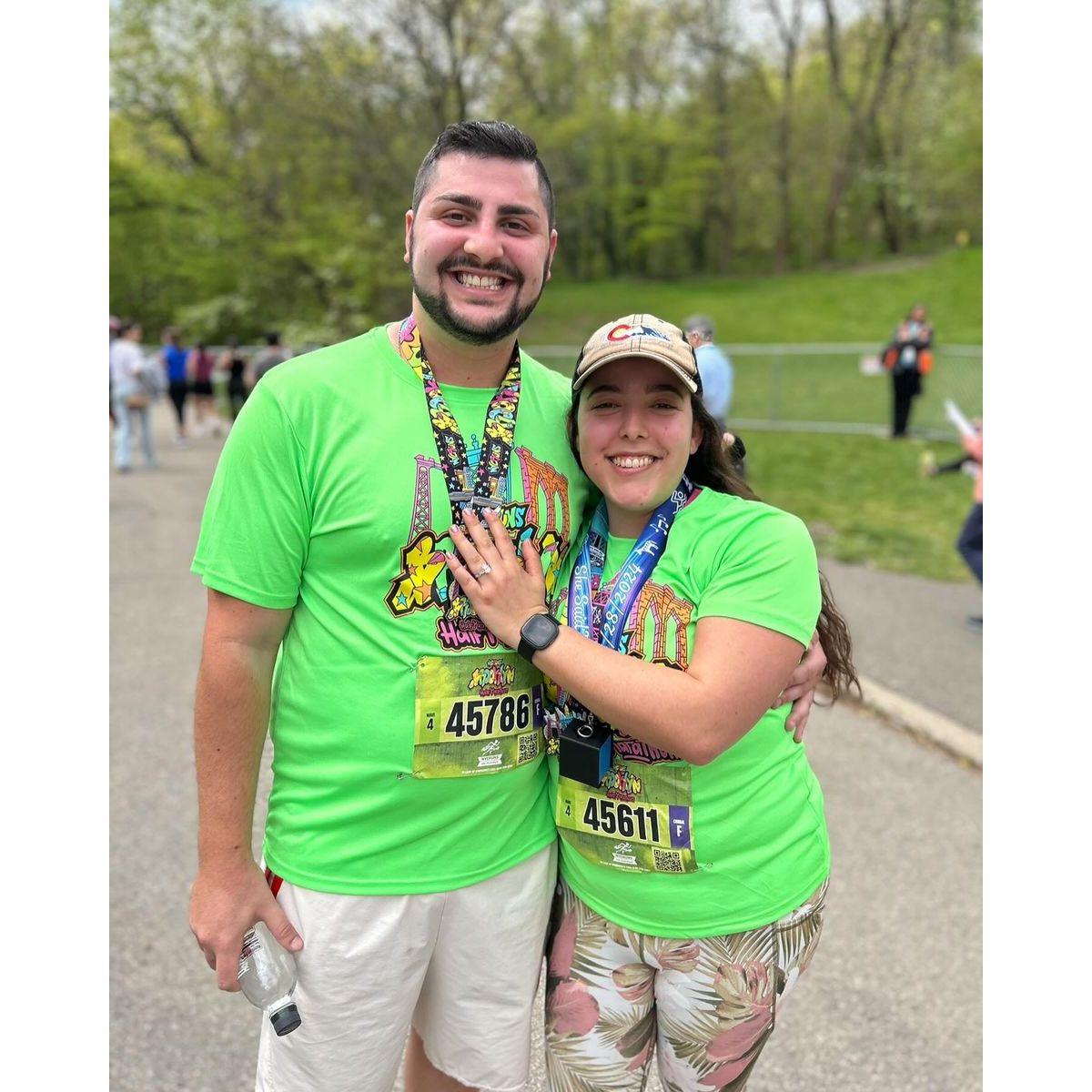 The proposal right after a half marathon!