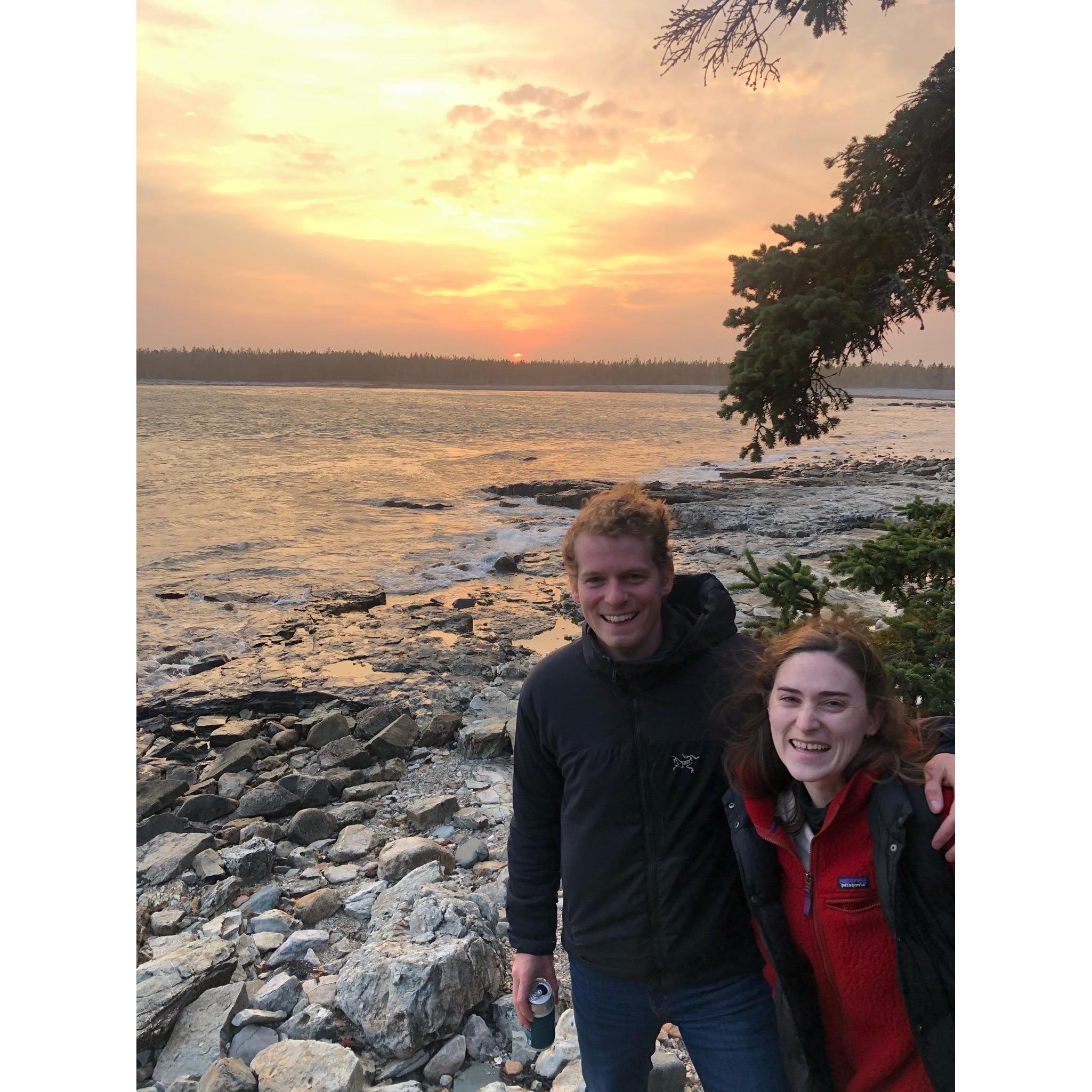 A windy sunset in Acadia National Park, Maine