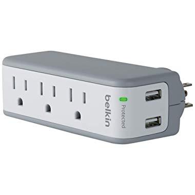 Belkin 3-Outlet USB Surge Protector w/Rotating Plug– Ideal for Mobile Devices, Personal Electronics, Small Appliances and More (918 Joules)