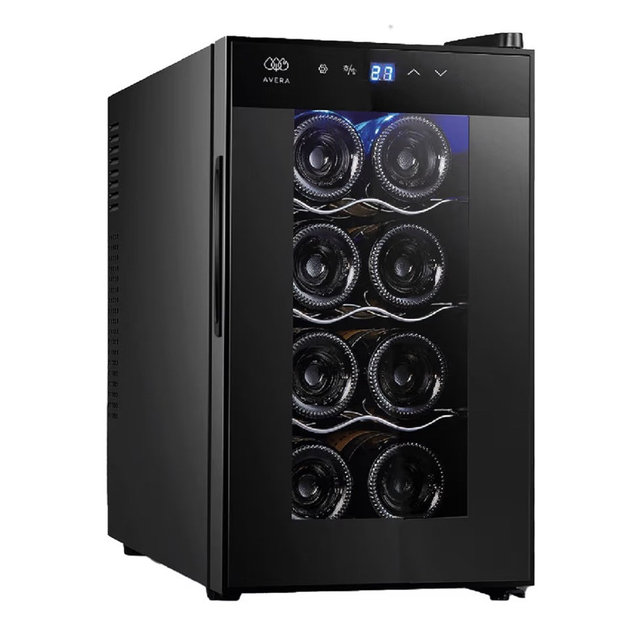 AVERA Cava de vinos para 8 botellas, Capacidad 25 L, Temperatura 8 a 18°C (47-64°F), Panel de control táctil, Indicador digital, Luz LED