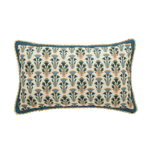 patdrea Designer Rectangle Throw Pillow Covers,Rustic Vintage Blue Linen with Floral Pattern Pillow Cover,Decorative Lumbar Pillowcases Cushion for Bed Living Room Outdoor Car,12"x20"