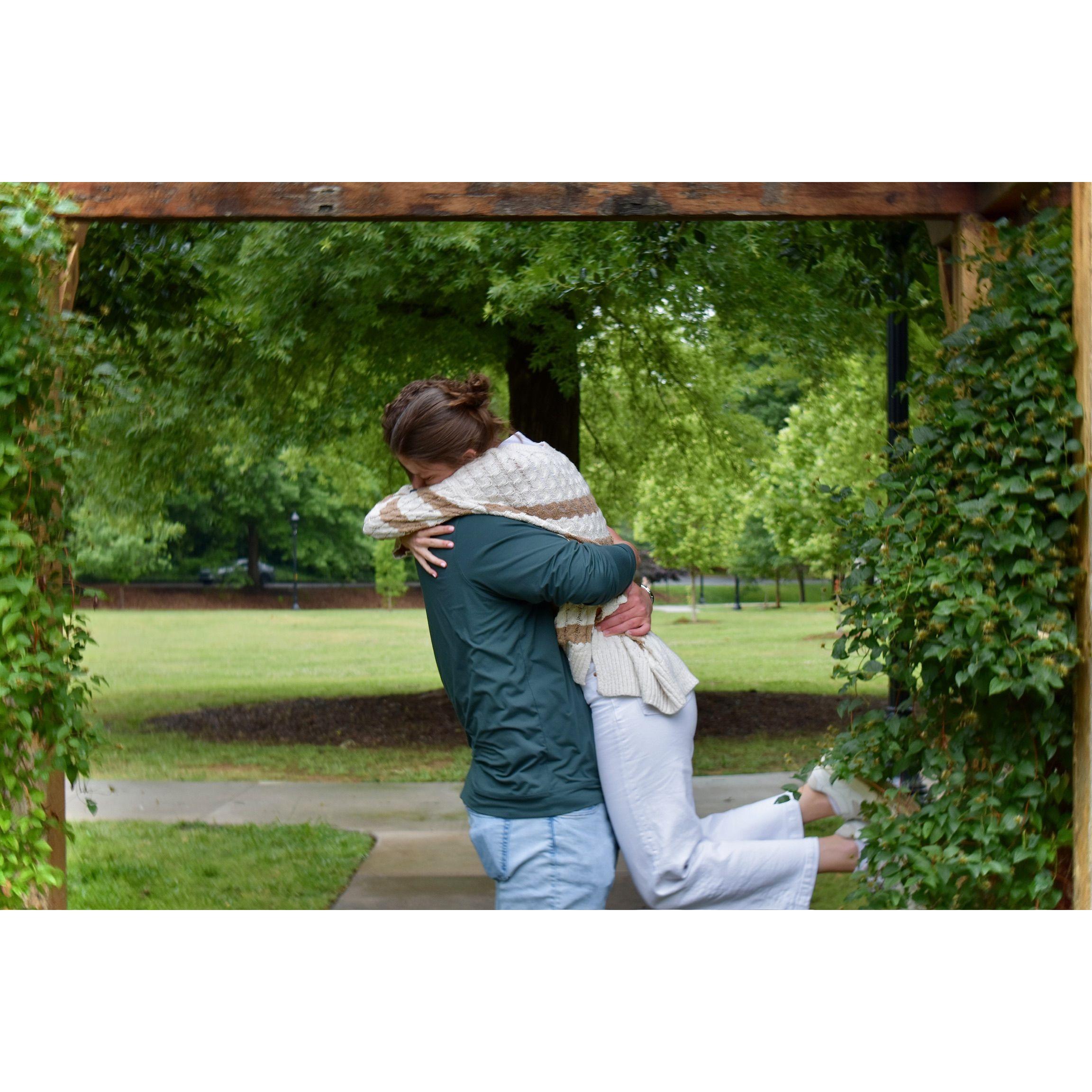 Kyle proposed in a garden near our home. We love getting to walk by a place so special to us all the time!