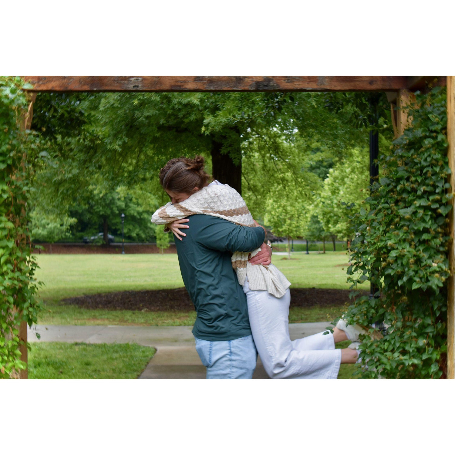 Kyle proposed in a garden near our home. We love getting to walk by a place so special to us all the time!