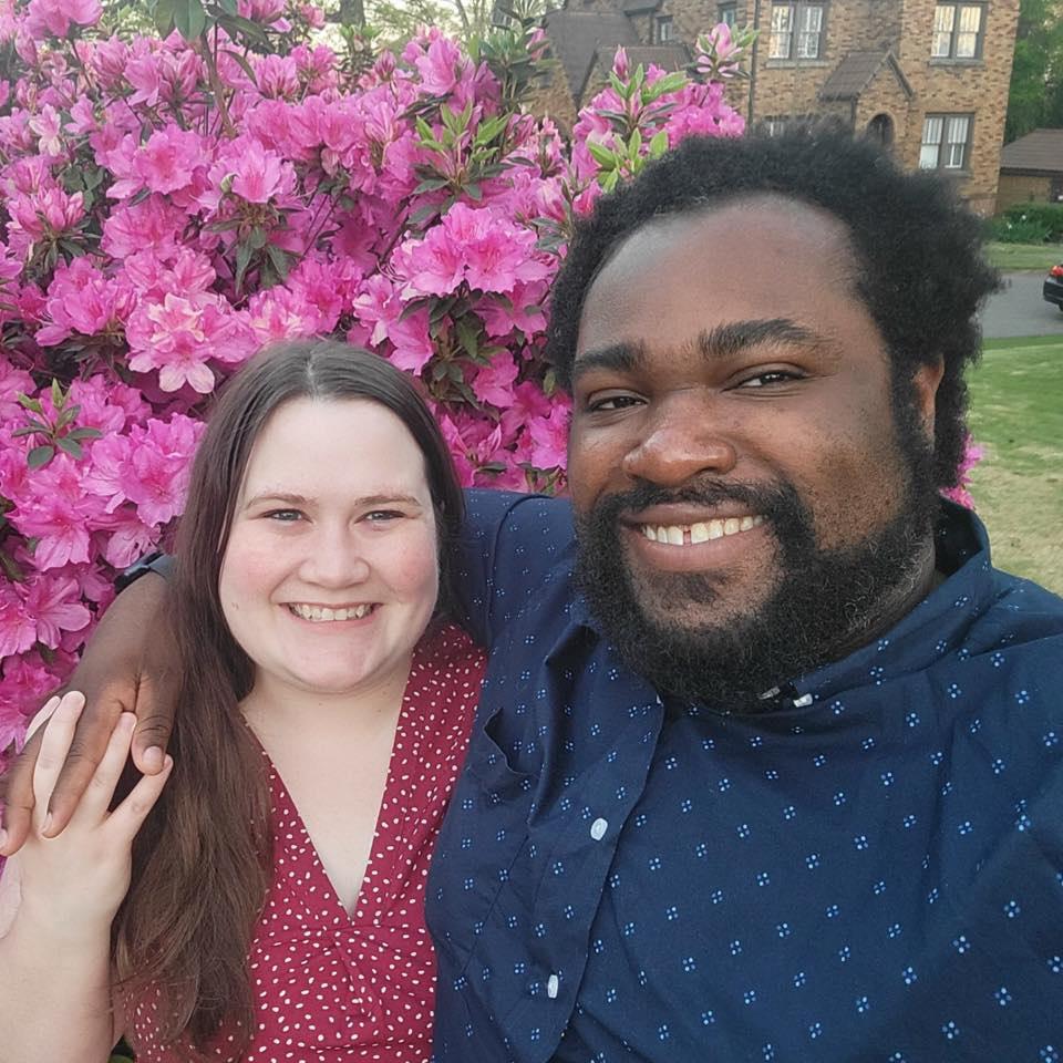 Bryan and I by my mother's beautiful azalea bush!