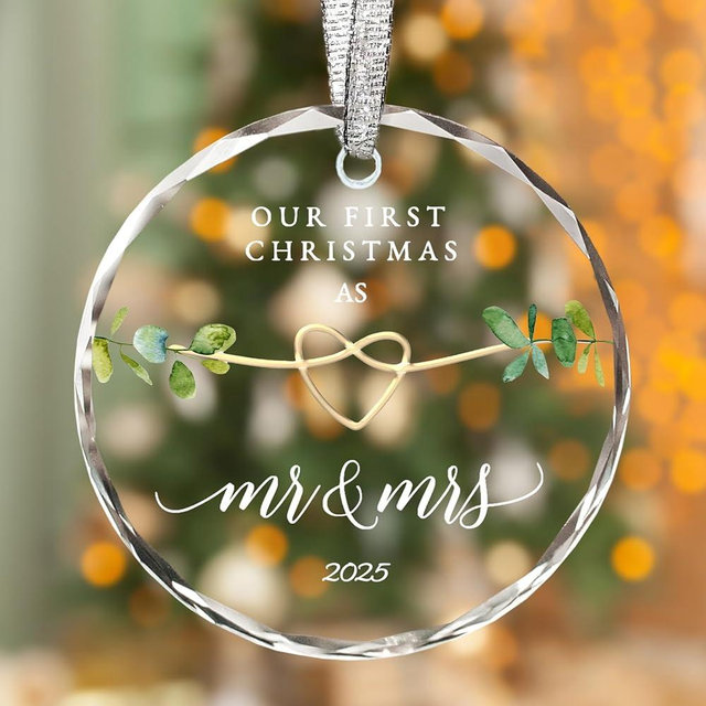 Wedding Gift,Just Married Gifts,Wedding Gifts for Couples 2025, Mr and Mrs Ornament,Bridal Shower Gift, 3inch First Christmas Married Ornament 2025