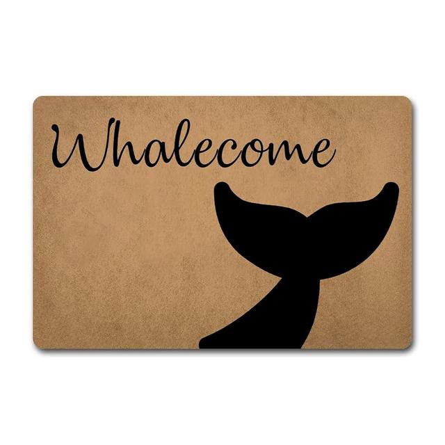 Funny Welcome Doormats for Entryway Front Porch Rugs Whalecome Whale Tail Welcome Cute Animal Whale Doormat for Front Door Kitchen Rugs with Anti-Slip Rubber Back Novelty Gift Mat(23.7 X 15.9 in)