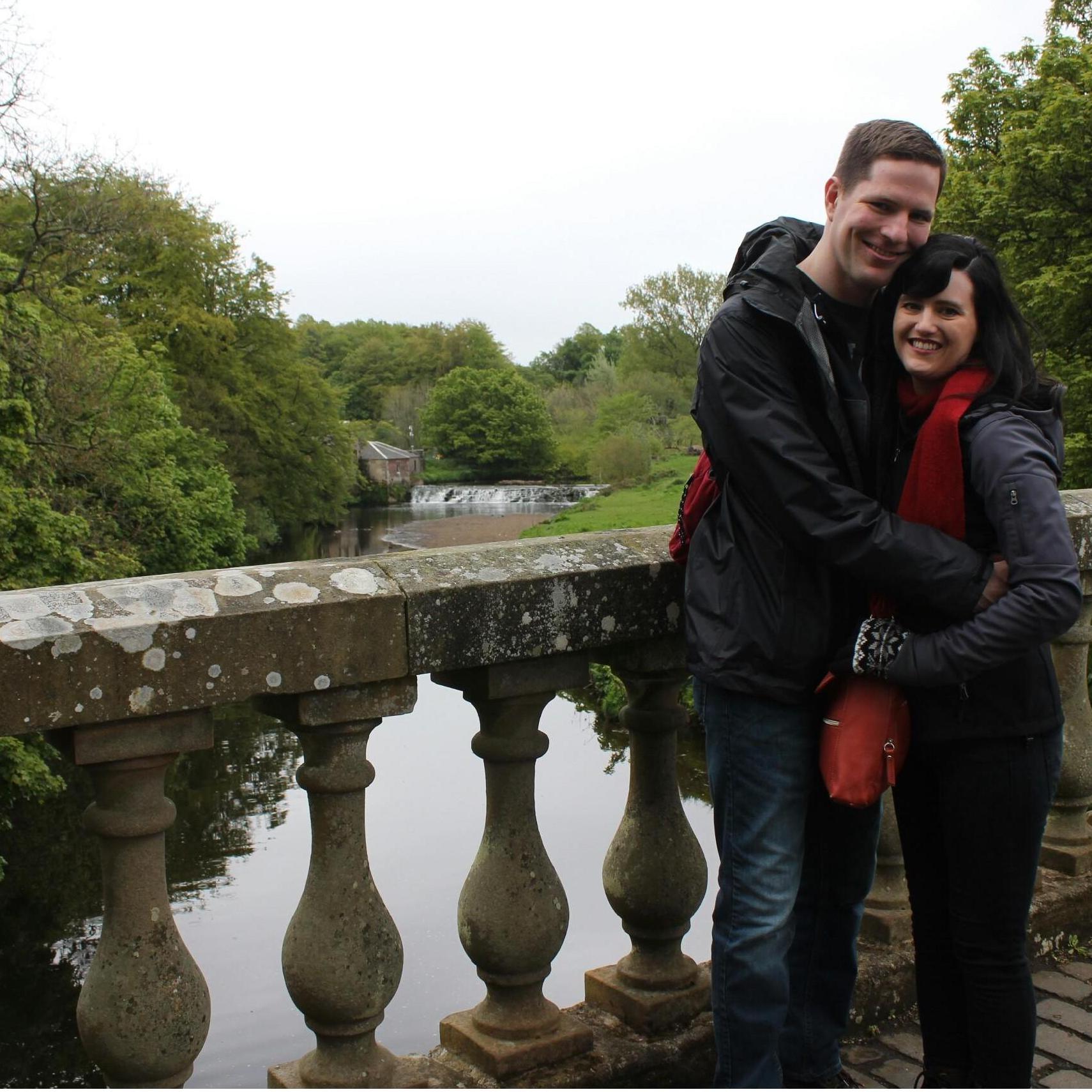 Us on our bridge where we got engaged.