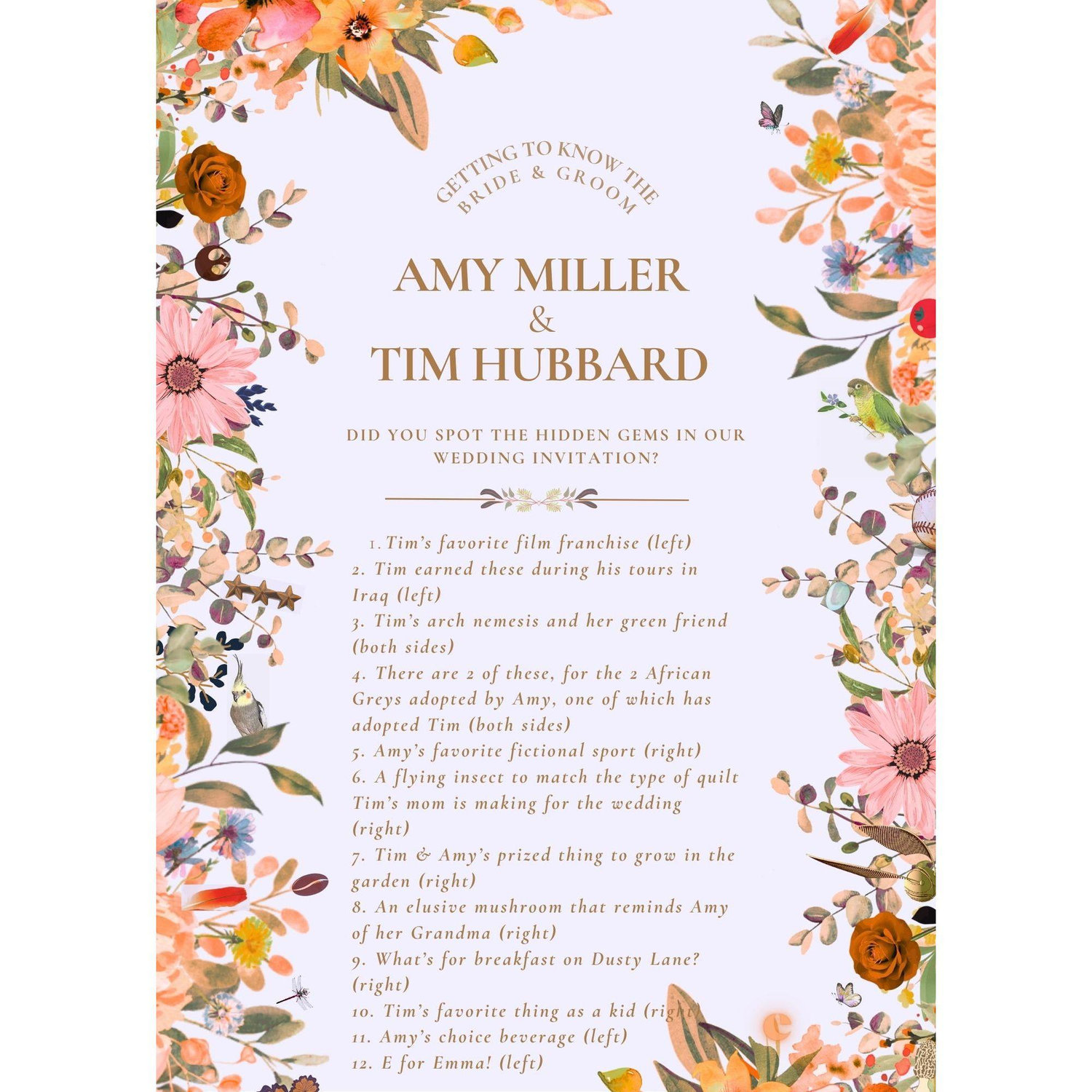 Key to Our Wedding Invitation Hidden Images!