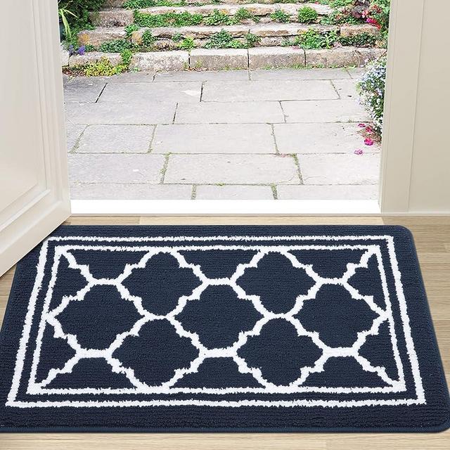 Buganda Indoor Door Mat, Resist Dirt and Absorbent Entrance Mat, Anti-Slip, Low Profile Inside Floor Mat Doormat for Entryway (30x17 inches, Navy Blue)