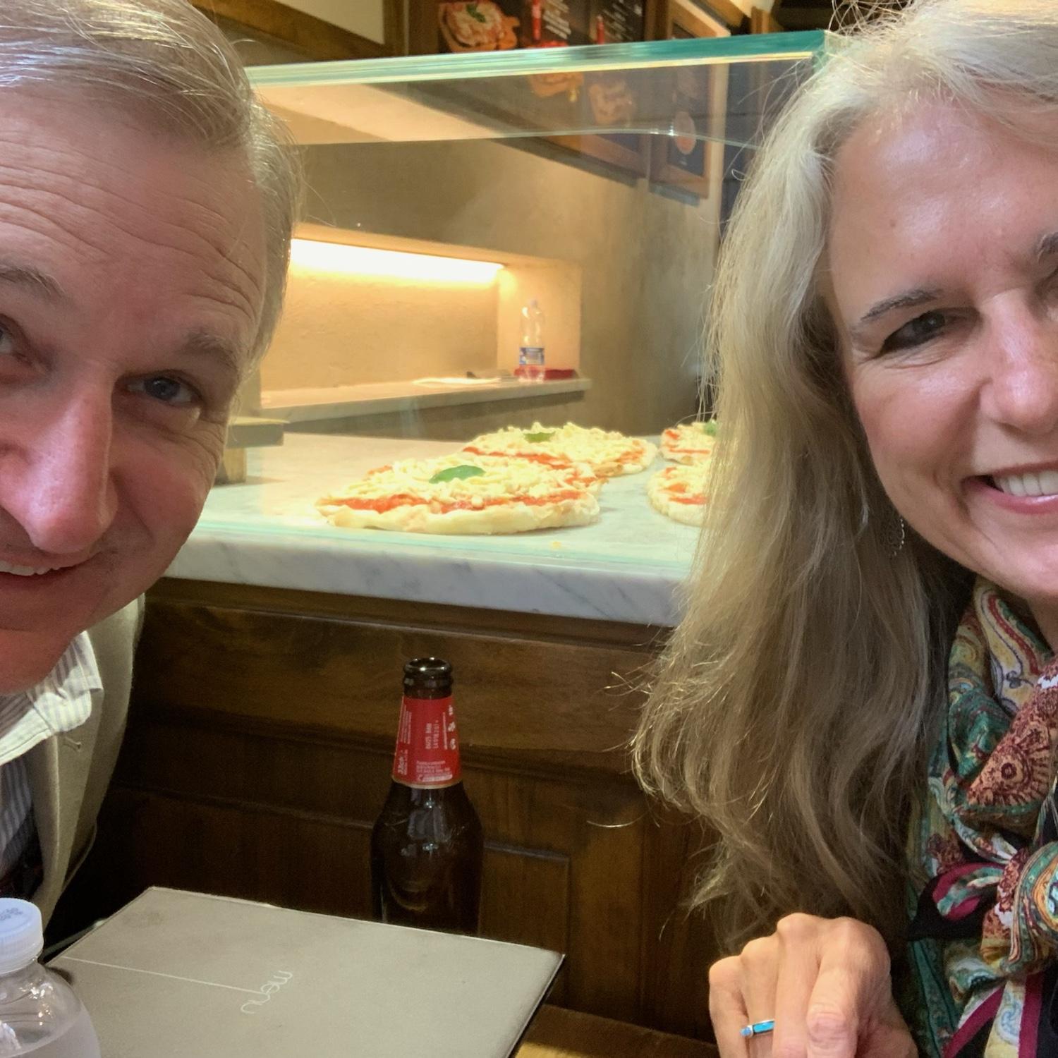 Enjoying a pizza in Rome!