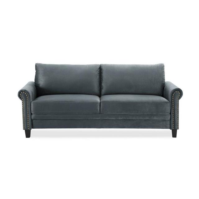 Ashley Microfiber Upholstery Sofa with Nailhead Trimming Dark Gray - Lifestyle Solutions