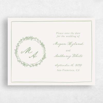 Green Wedding Save the Date - Violet Landscape