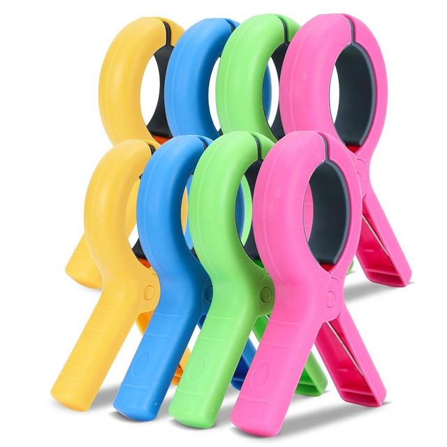 Large Beach Towel Clips for Beach Chairs 5.1 Inch, 8 Pack Towel Clip for Chair Cruise Pool, Clothes Pins Jumbo Size 4 Colors