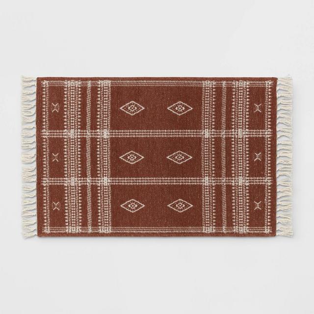 2'3"x3'9" Southwest Plaid Accent Rug Rust - Project 62™