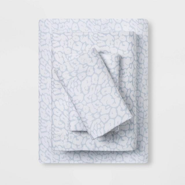 Queen Printed Easy Care Cotton Sheet Set Blue Leopard - Opalhouse™