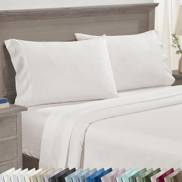 California Design Den Luxuriously Soft 100% Cotton Pillowcases Queen Size Set of 2-600 Thread Count Sateen, Fits Standard & Queen Pillows - True Ivory