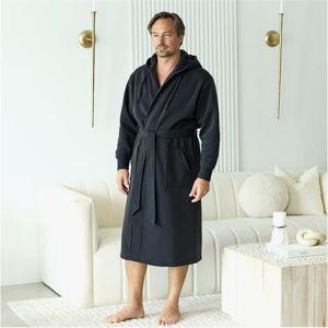 Alexander Del Rossa Hooded Sweatshirt Robe, Mens Hoodie Robe, Long Bathrobe with Hood and Pockets