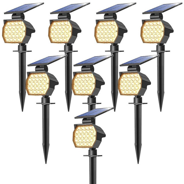 NIORSUN Solar Spot Lights Outdoor,23 LEDs Landscape Lighting with Auto On/Off and 3 Lighting Modes, IP67 Waterproof Spotlights,Outdoor Solar Lights for Yard Garden,8 Pack(Warm White)