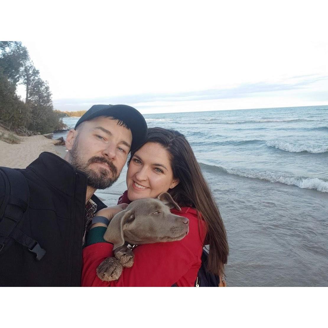 One of our many Fall hikes with our newest family member, Blueberry!

We took her home on our "what would have been" wedding weekend back in September. :)