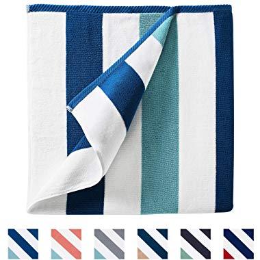 Oversize Plush Cabana Towel by Laguna Beach Textile Co | Marine Blue & Sea Glass Green | 1 Classic, Beach and Pool House Towel