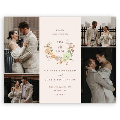 Beige Rustic Wedding Digital Save the Date - Rosamund Multiphoto