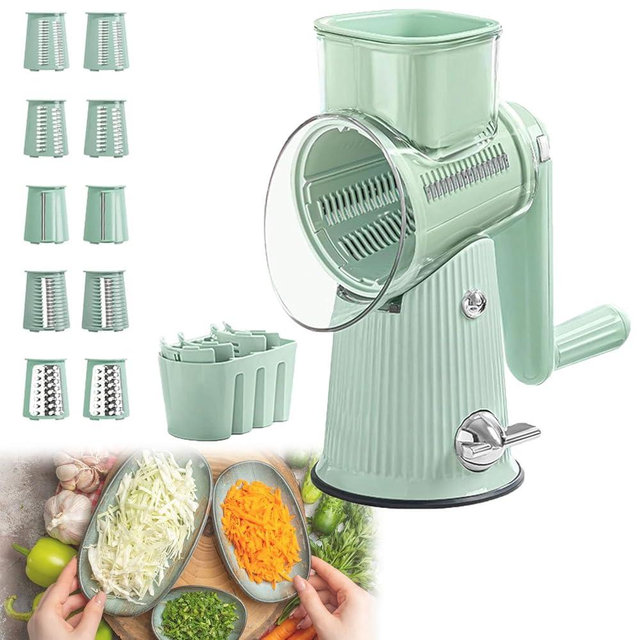 Le D Affaires 5 In 1 Cheese Grater,2025 NEW Le D'Affaires Cheese Grater,Cheese Grater Hand Crank,5 In 1 Rotary Cheese Grater Vegetable Slicer,5 In 1 Rotary Cheese Grater 5 Blades Le D'Affaires (Green)