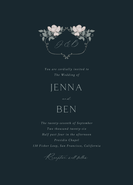 Marmillo Portrait | Darkest Teal | Zola Wedding Invitations