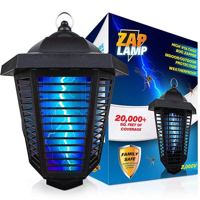 Livin’ Well Zap Lamp Bug Zapper - 2000V High Powered Electric Mosquito Zapper Insect Trap with 20,000+ Sq. Feet Range and 20W UV Mosquito Killer Bulb