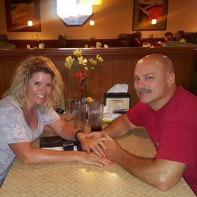 The night we got engaged!  I had no clue which is obvious by the way I looked! I actually tried to convince him NOT to go out to eat that night.