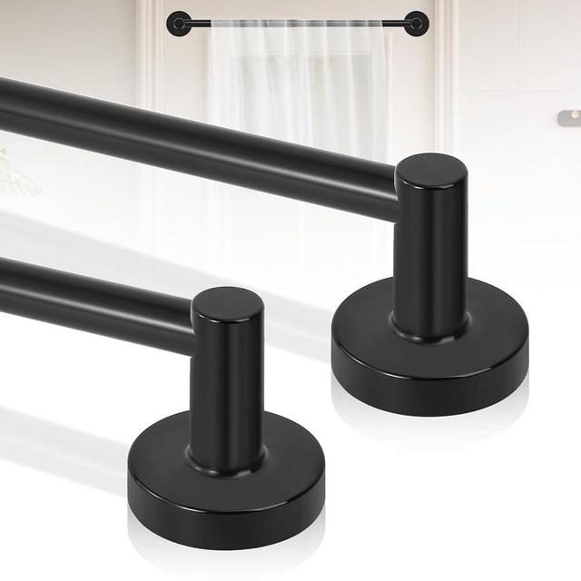 HTZON 4Pack Black Magnetic Curtain Rod,Magnetic Curtain Rod for Door,Adjustable Magnetic Towel Bar,Magnetic Curtain Rods for Metal Doors 16-28 Inch,Tool-Free Magnetic Rod with Leather Protective Cover