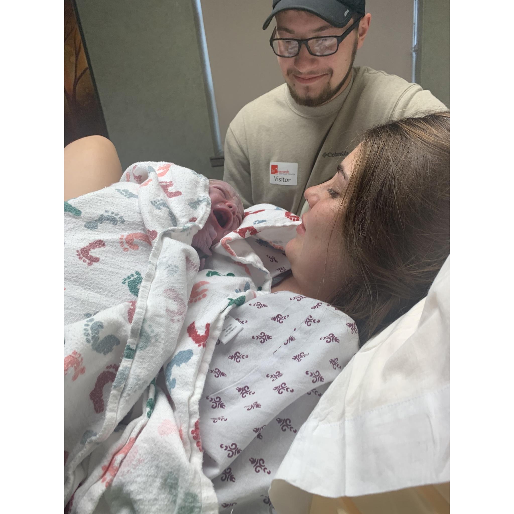 Our first moments as a family of 3. The most life changing day!