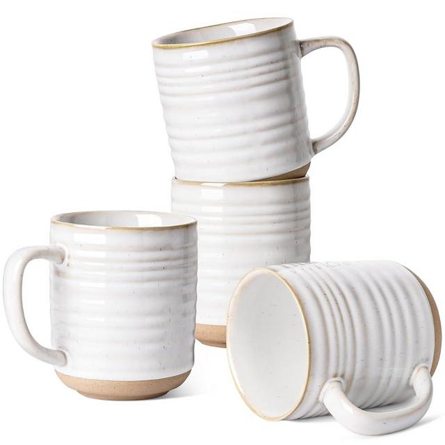 LE TAUCI Coffee Mugs 18 oz,Ceramic Mug Set, Coffee Cups for Latte, Hot Tea, Cappuccino, Mocha, Cocoa, Dishwasher Safe, Suit For Housewarming Wedding- 3.8 inch, Set of 4, Arctic White