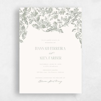 Pale Sage, Green Wedding Invitation - Treviso Classic