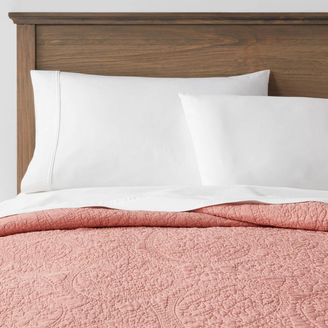 King Garment Washed Paisley Stitch Quilt Vibrant Pink - Threshold™