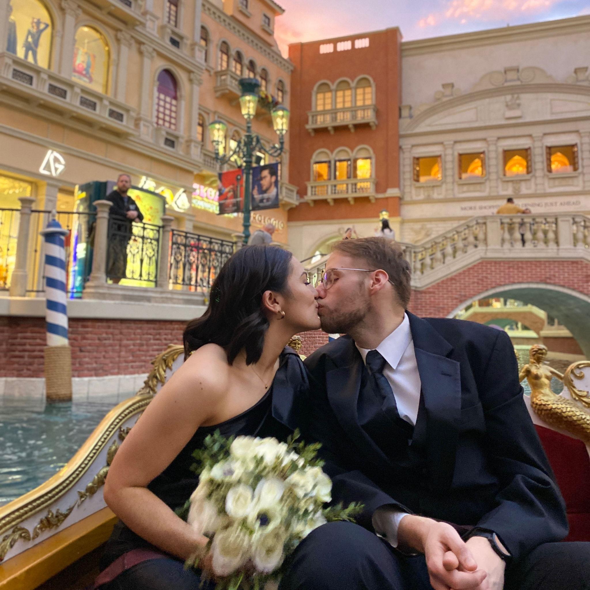 A romantic ride on the gondola at The Venetian!