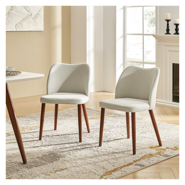 Elisa Mid-century Modern Upholstered Dining Chair Set of 2 | ARTFUL LIVING DESIGN-GRAY