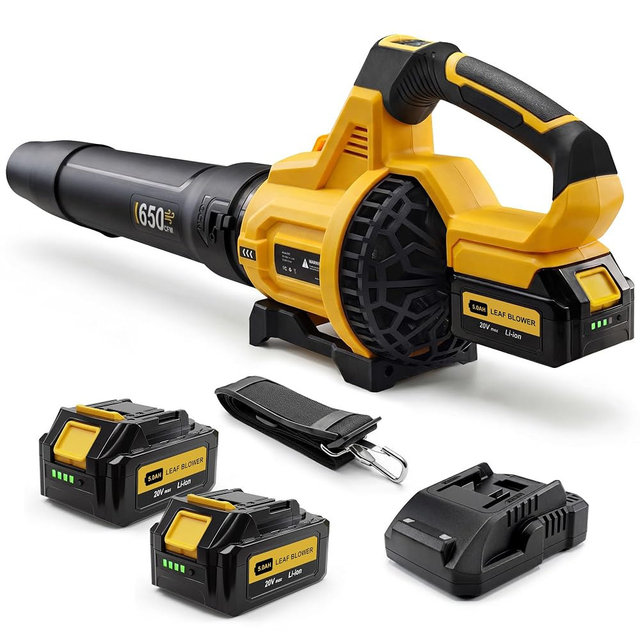LOSART Leaf Blower Cordless, 650CFM & 3 Speed Levels, 1200W Electric Cordless Leaf Blower with 2 x 5.0Ah Batteries & Fast Charger, Blowers for Lawn Care, Yard, Blowing Leaves, Dust, Snow