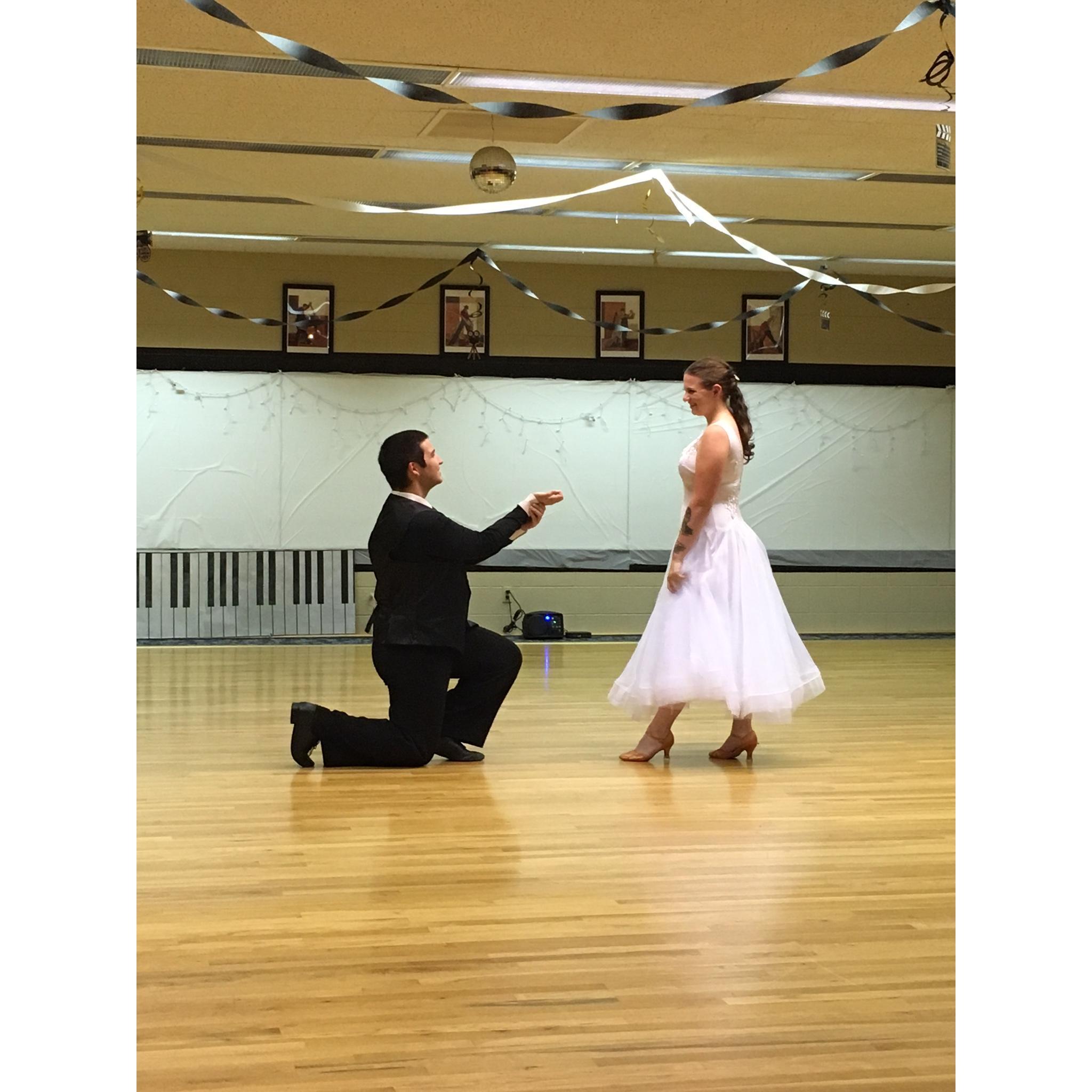 Dancing to the song "Married Life" from the movie Up