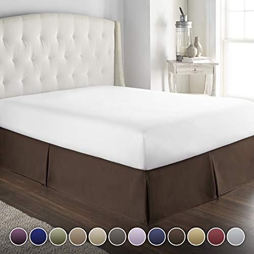 Hotel Luxury Bed Skirt/Dust Ruffle 1800 Platinum Collection-14 inch Tailored Drop, Wrinkle & Fade Resistant, Linens (Queen, Brown)