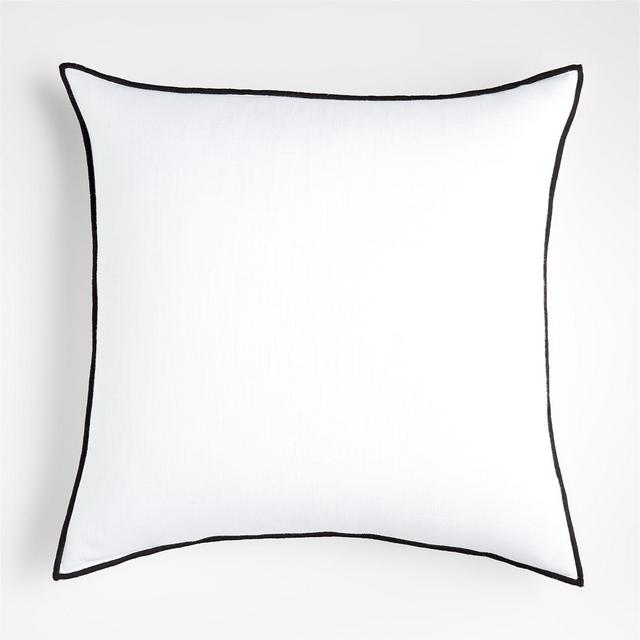 Black and White 23" Merrow Stitch Cotton Pillow with Down-Alternative Insert